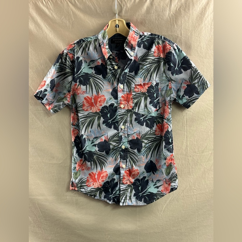 Banana Republic Organic Cotton Floral Button Down Shirt XS